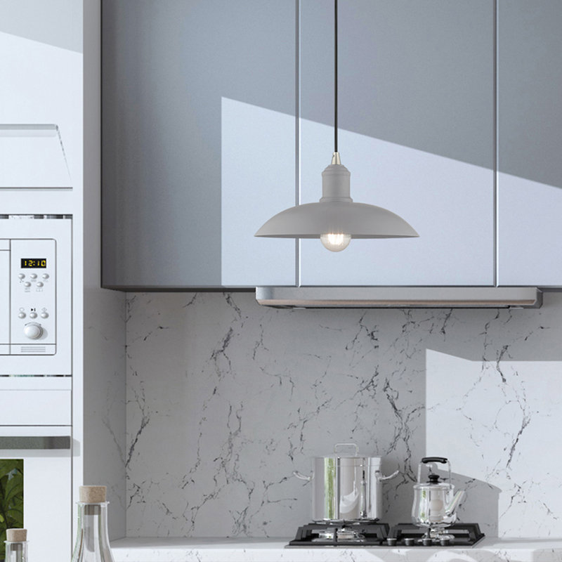 Luminaire suspendu en forme de dôme à 1 lumière Alysen, Gris nordique