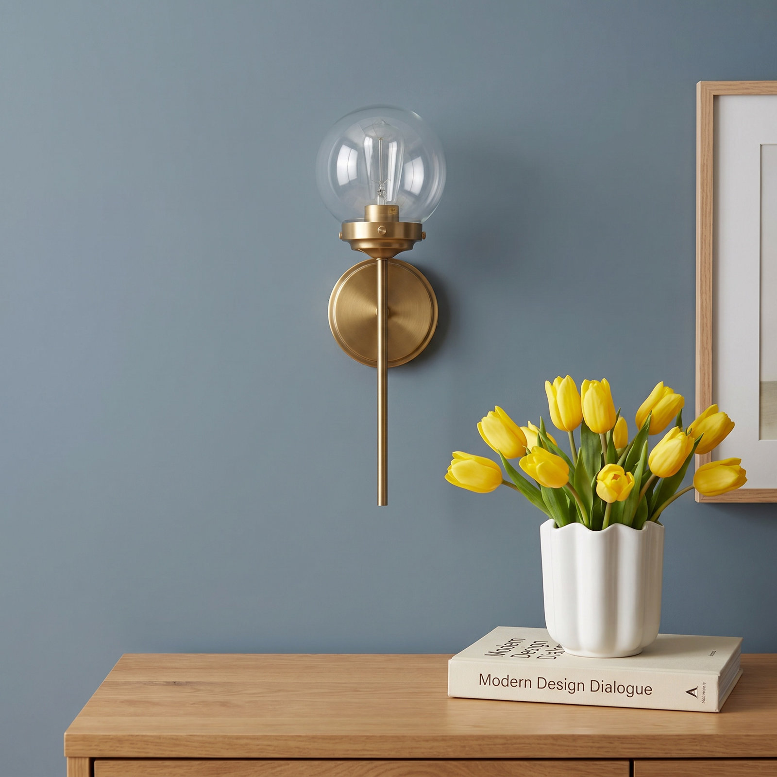 Aiden Single Light Glass Dimmable Wall Sconces, Natural Brass