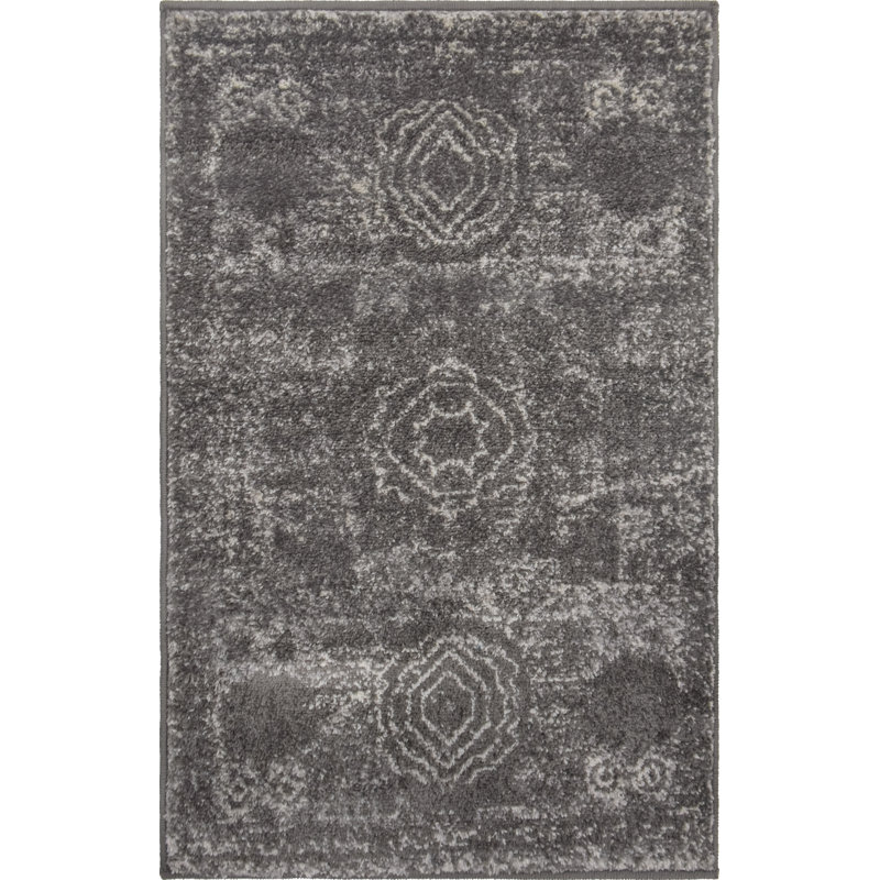 Wynsum Dark Grey Rug, Rectangle 61 x 91cm