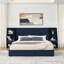 Très grand lit plateforme très grand avec rangement bleu foncé, tête de lit en velours brillant avec bibliothèques latérales et tiroir, matelas non inclus-903336891-903336894