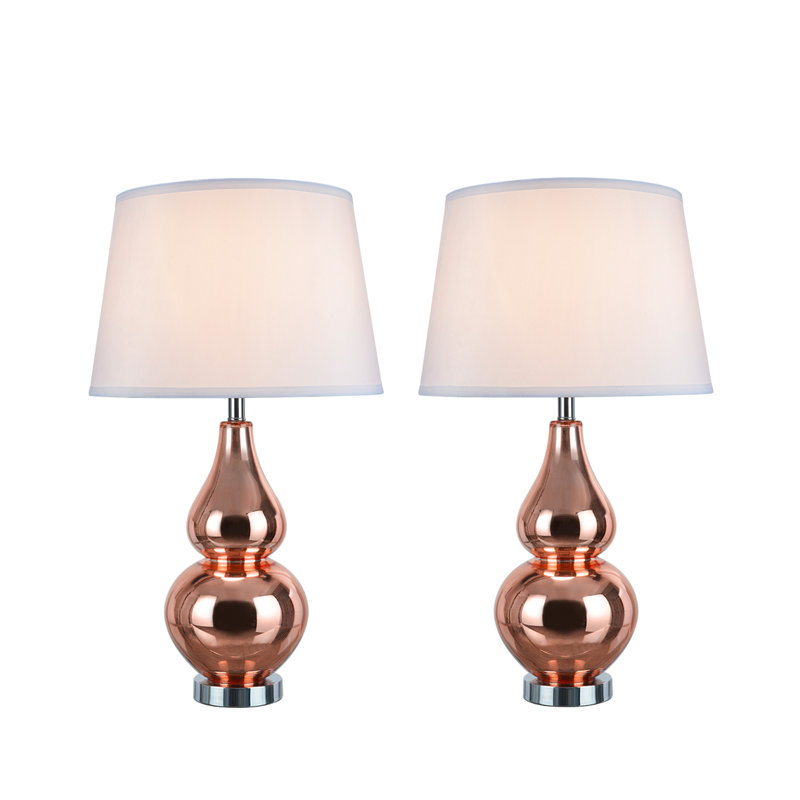 Foxx Glass Table Lamp Lamp, Red Copper/White