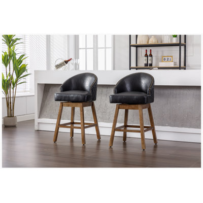 Wickford Swivel Upholstered Counter Stool with Solid Wood Frame