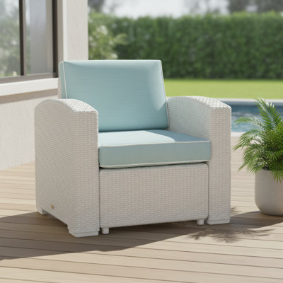 Fauteuil club extérieur en plastique robuste 33 po avec coussin bleu turquoise
