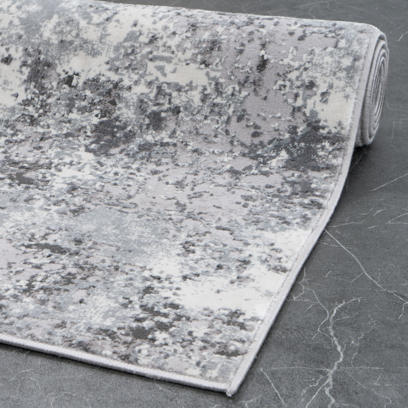 Abstract Machine Woven Gray Area Rug, Rectangle 200 x 290cm