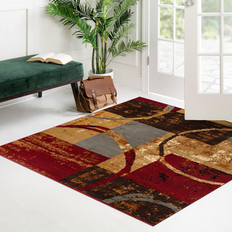 Tapis contemporain Samiyah de couleur grillée, Carré 7 pi