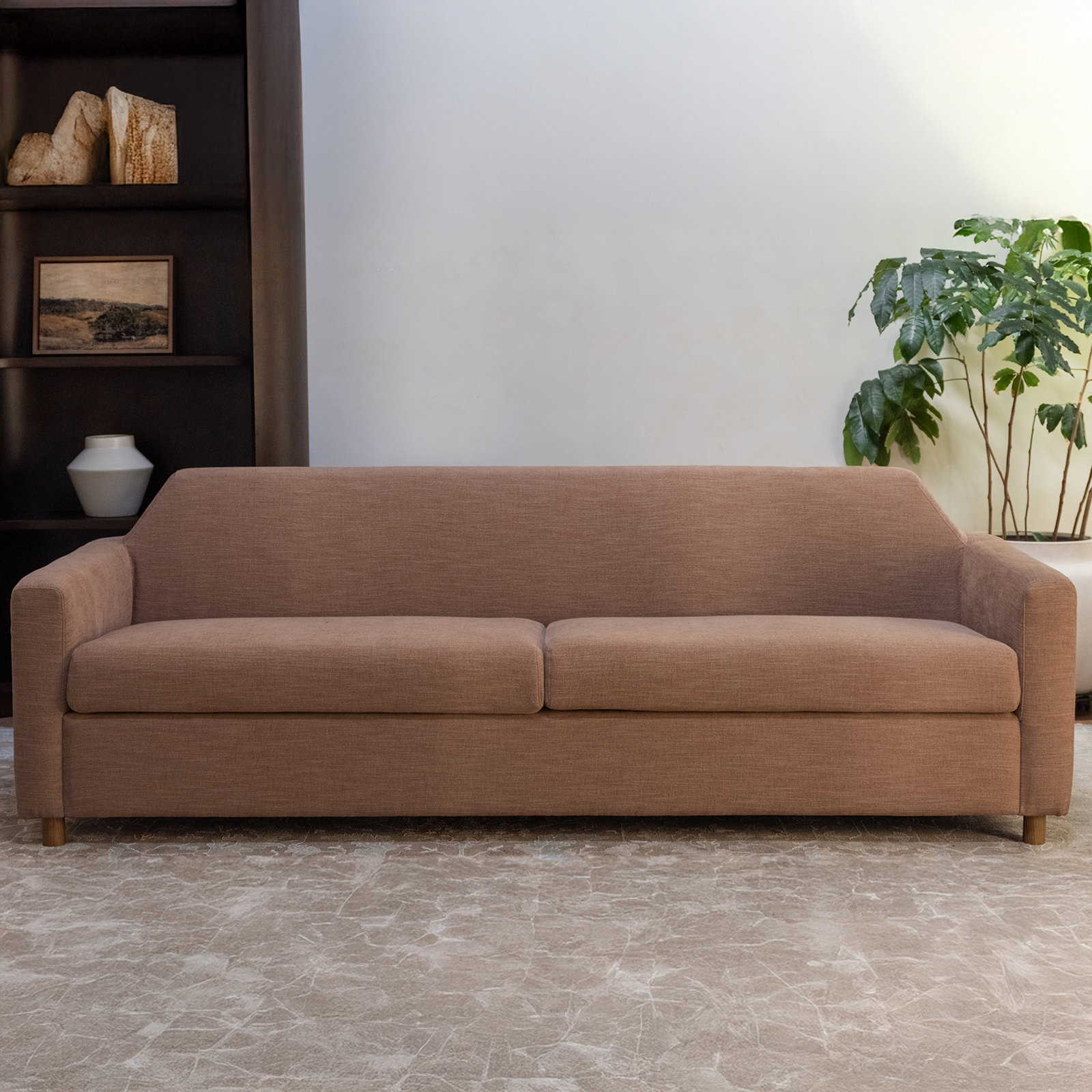 Breck 92" Upholstered Sofa, Sunbaked Clay Linen Blend