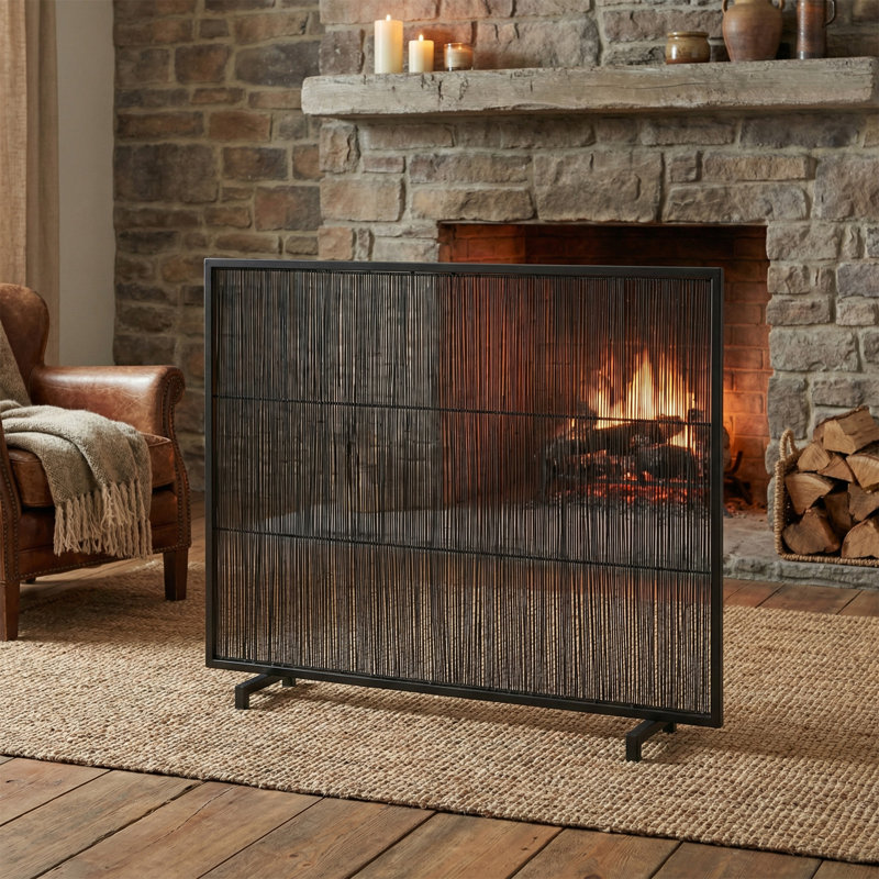 Pare-étincelles en fer 1 panneau Willow 39 "X 30", Noir
