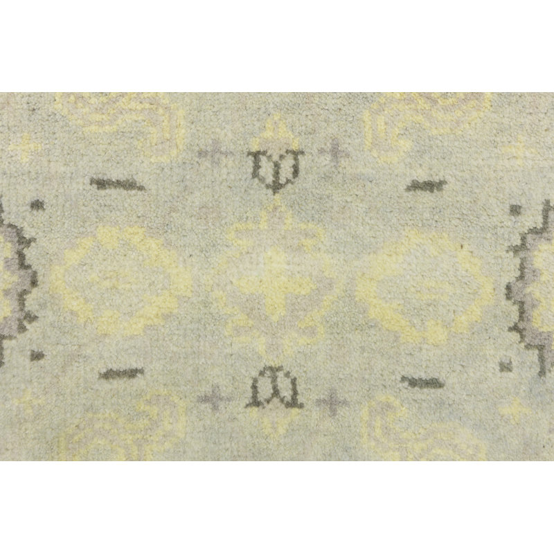Tapis de couloir gris / crème en laine noué à la main 2 pi 7 po x 9 pi 11 po Mendon