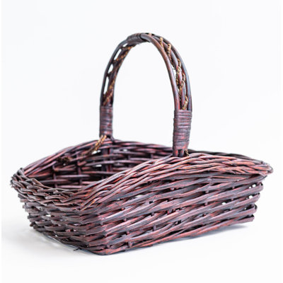 Mahogany Willow Rectangular Handled Basket