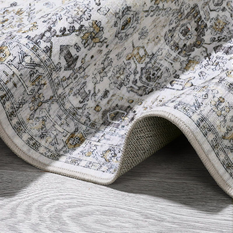 Area Rug Living Room Rugs 9x12 Machine Washable Non Slip Carpet Floral Stain Resistant Carpet for Under Dining Table Bedroom Nursery Room Dark Blue