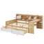 Lit de jour en L en bois avec sept armoires de rangement et deux tiroirs de rangement, lit multifonctionnel avec bureau d'étude-433838126-433838123