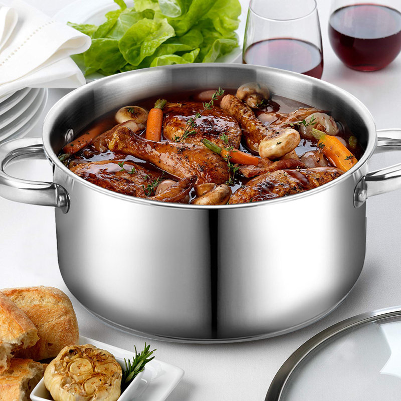 Bene Casa Stainless Steel Round Dutch Oven, 5 Qt.