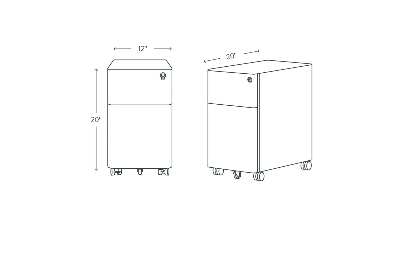 Small 2-Drawer Vertical Filing Cabinet, Charcoal