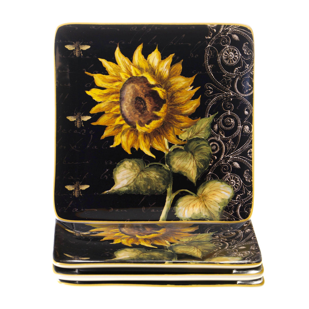 Certified International French Sunflowers Square Salad Plate (Set of 4) Certified International