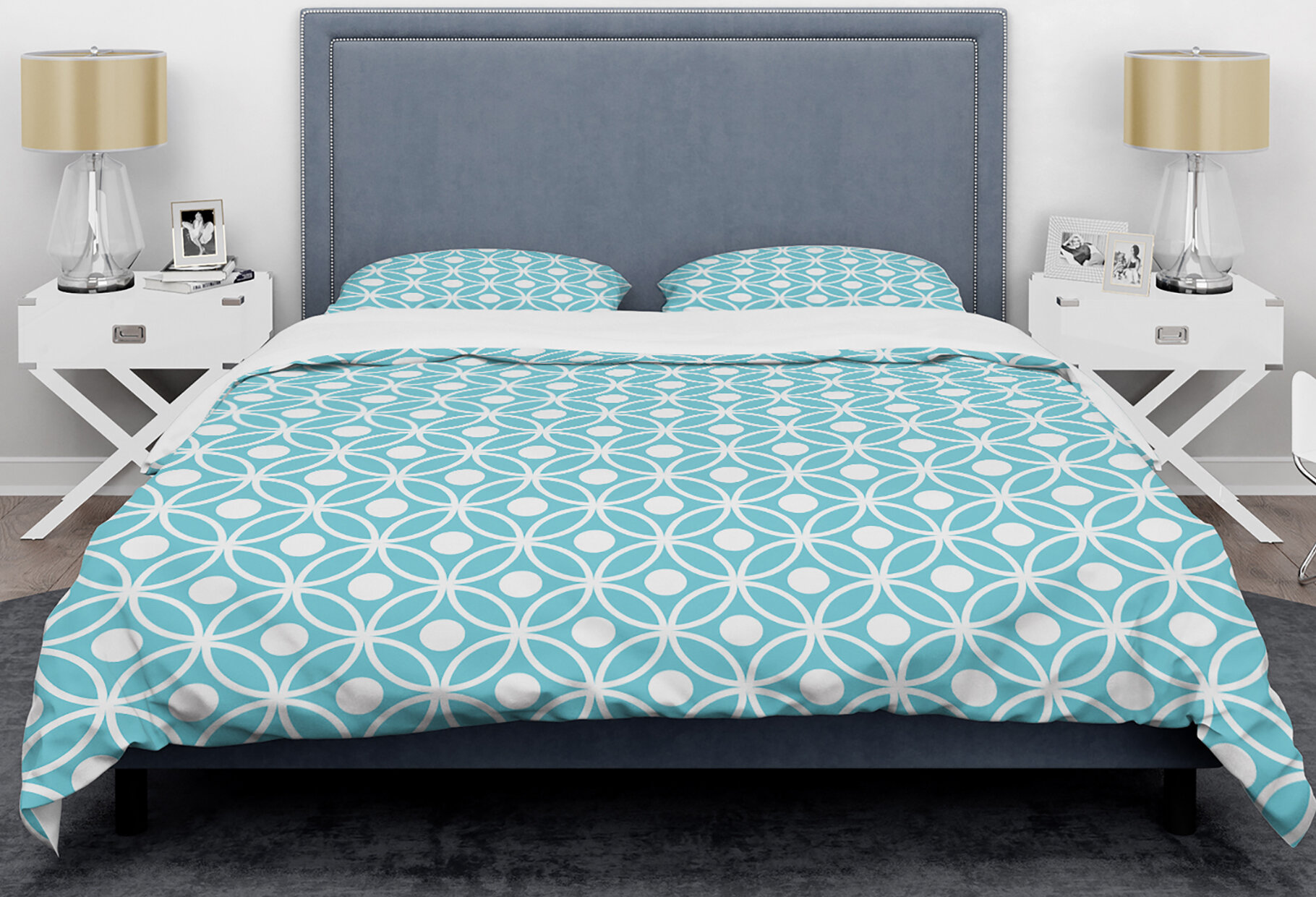 The Twillery Co. Corwin Blue/White Microfiber Modern