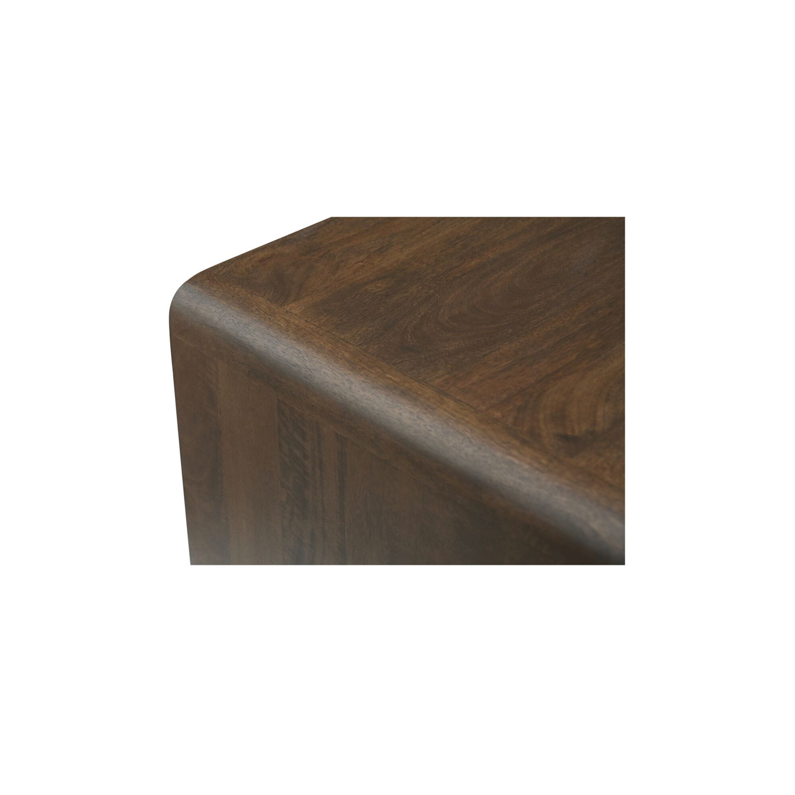Carrie Solid Wood C-Shaped Side Table, Dark Brown