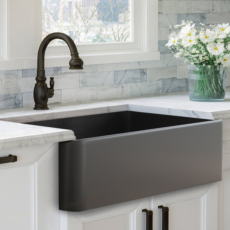 Farmhouse Single Basin Kitchen Sink, 10" H x 30" L x 18", White