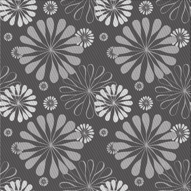 Tapis gris à motif floral Israël, Carré 8 pi