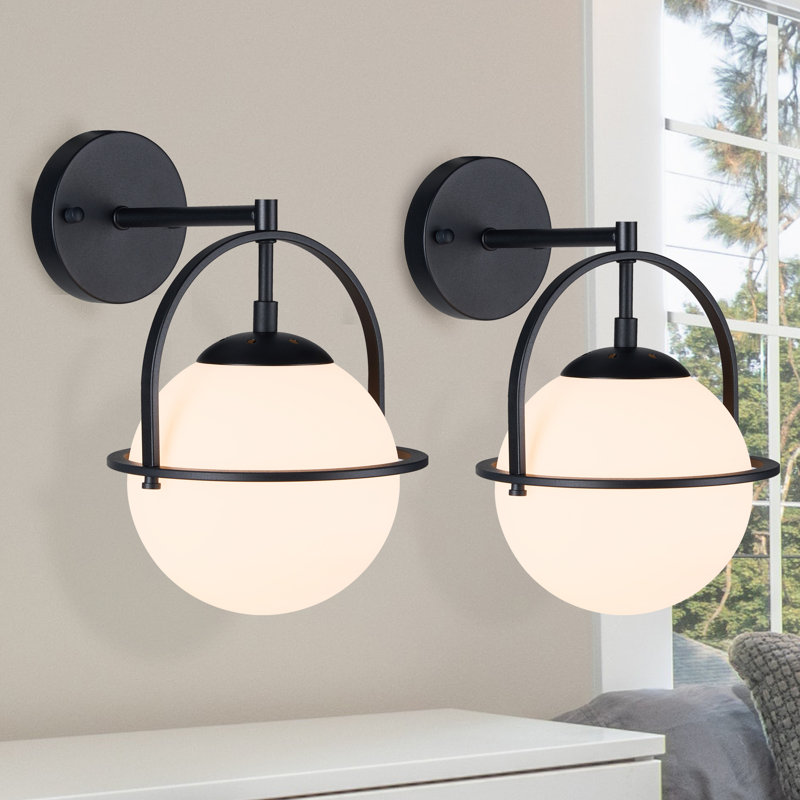 2 appliques murales en verre avec globe