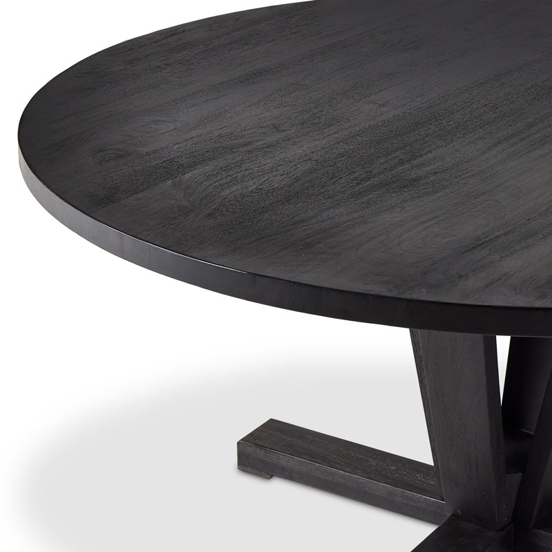 Cobain Round Solid Wood Dining Table, 30" H x 60" W x 60" L, Flint Black