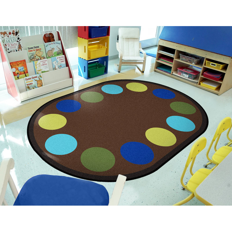 Tapis brun touffeté Lots of Dots, Ovale 5 pi 4 po x 7 pi 8 po
