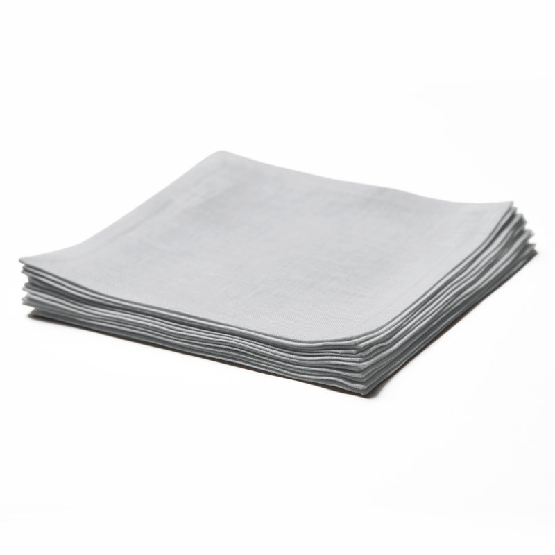 100% Pure Linen Cocktail Napkins - Fete, 6" x 6", Soft Grey