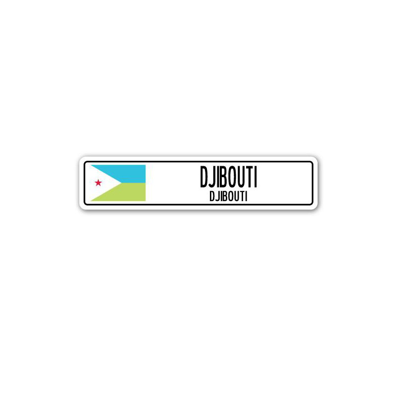 Plaque de rue Bentham, drapeau de Djibouti, H 4 po x l 18 po x P 1 po