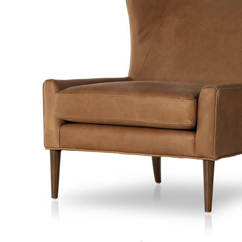 Marlow Wingback Chair, Palermo Cognac, Toasted Parawood