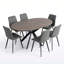 Ensemble de table de salle à manger ovale 7 pièces avec 6 chaises assorties pour la salle à manger-1579670220