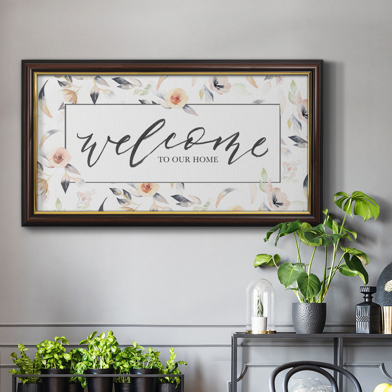 Welcome To Our Home - Cadre photo unique, art textuel sur toile, H 25 po x l 45 po x P 1 po