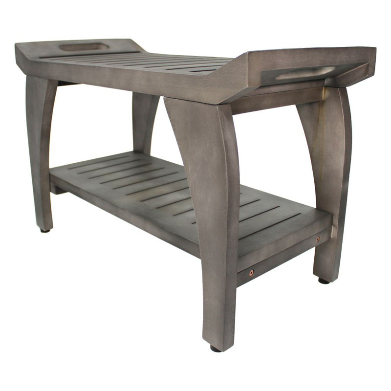 30'' Teak Shower Bench with LiftAide Arms and Shelf