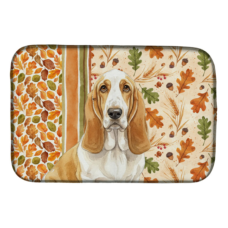 Tapis de séchage d'automne Citron et blanc Basset Hound Heirloom