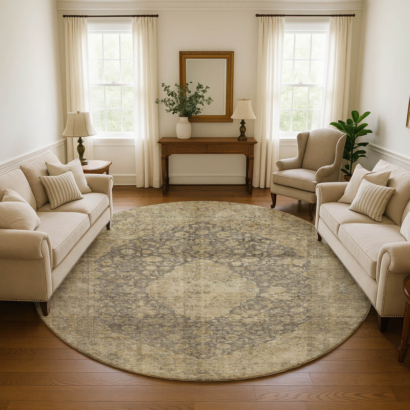 Premium Machine Washable Honig AMF1657 Global Rug, Round 8'