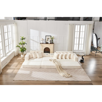 3 - In 1 Convertible Sleeper Bed Corduroy Compressed Portable For Living Room And Lounging Multi Functional Folding Space Saving