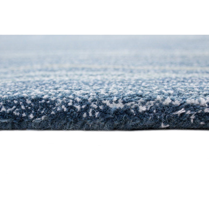 Blue Wool Handmade Floral Tufted 4' x 6' Rug