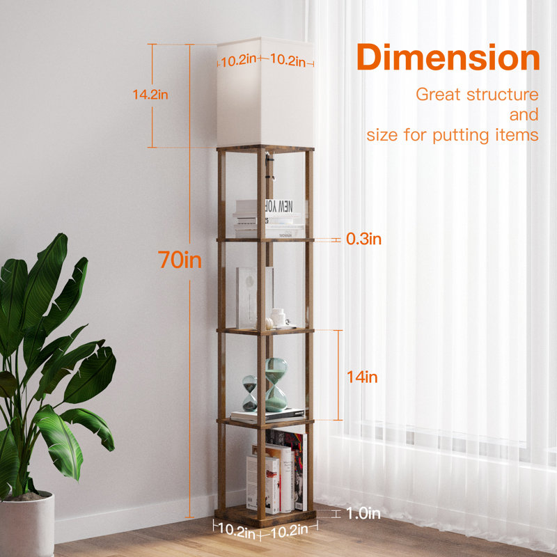 70.07'' Column Floor Lamp, Brown