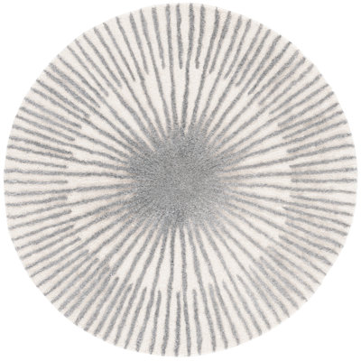 Fifth Avenue 551 Hand Tufted Wool/Pet Yarn/Cotton Starburst Rug in Ivory/Gray