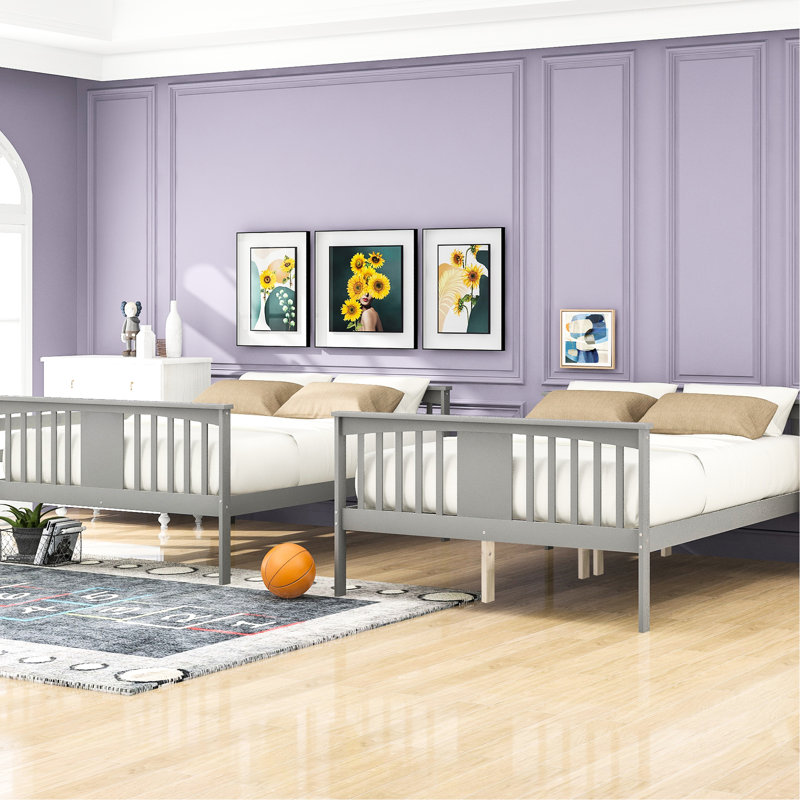 Lit double superposé gris, mobilier de chambre à coucher, sommier robuste et sans sommier, esthétique fonctionnelle du garde-corps, matériaux, sommier à ressorts,