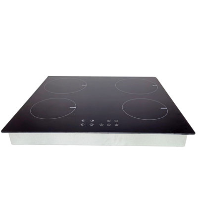 Plaque de cuisson électrique 23 x 20,5 x 3 pouces à 4 brûleurs, cuisinière à induction 220 V 2000 W, plaque de cuisson numérique en céramique noire avec capteur tactile