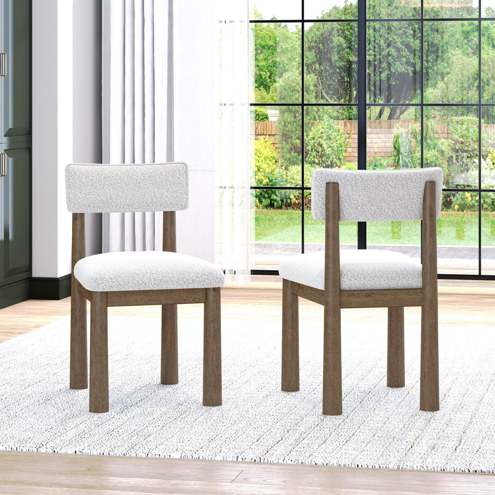 Micha Wood Dining Chair (Set Of 2), Cherry Frame/White Upholstery