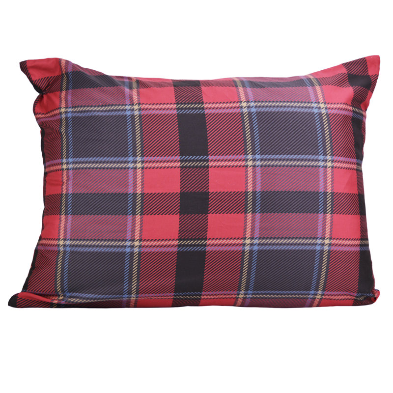 Queen Red Plaid Microfiber Reversible Comforter Set