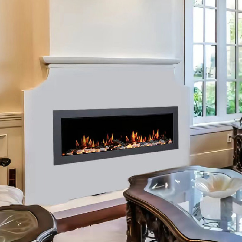 Litedeer Homes Latitude II ZEF58V 58" Smart Electric Fireplace | Ultra-Slim Wall Mounted & Recessed | HD Multi-Flame, Breathing Logs, App Control