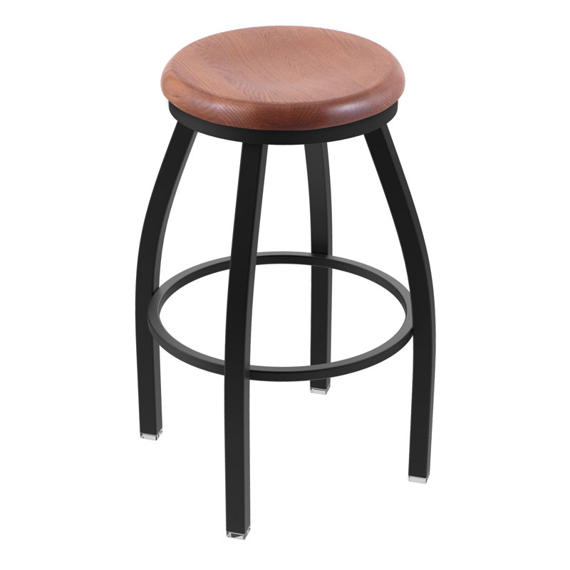 XL 802 Misha Swivel Stool, Medium Oak, Black Wrinkle, Extra Tall (36” Seat Height)