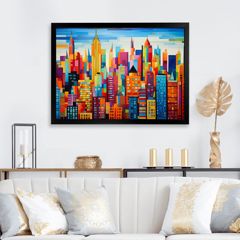 Pop Art New York In Color II - Pop Art, art mural, H 30 po x l 40 po x P 1,5 po, Cadre simple noir