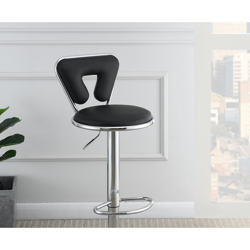 Tabouret de bar ajustable avec vérin à gaz en similicuir noir