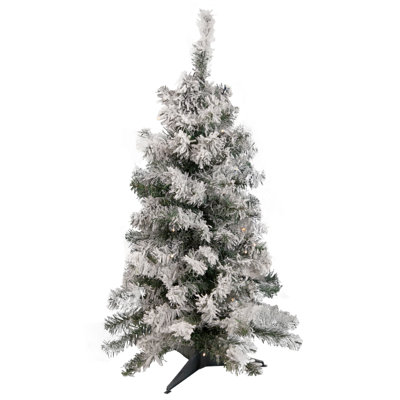 Arbre de Noël artificiel pin enneigé 3 pi avec lumières DEL blanc chaud 3 pi
