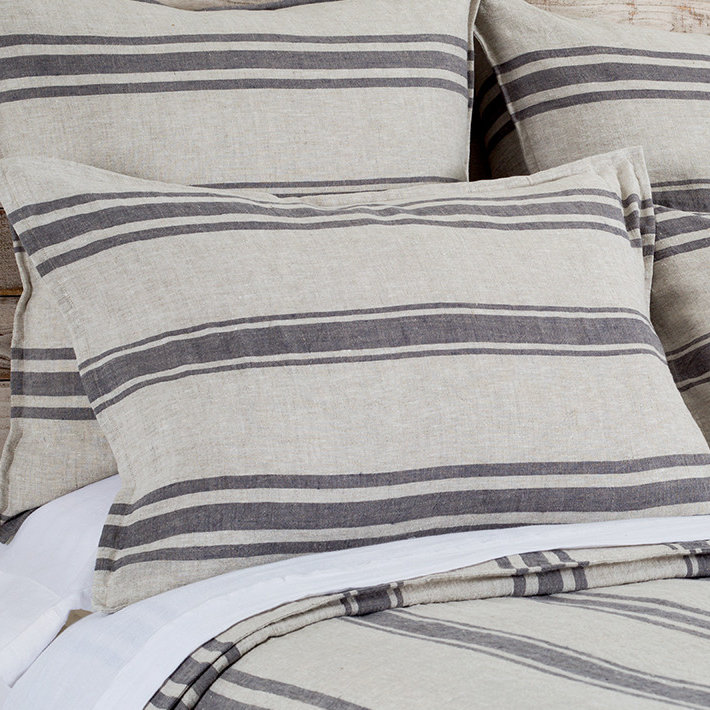 Jackson Linen Standard Sham, Standard, Flax/Midnight