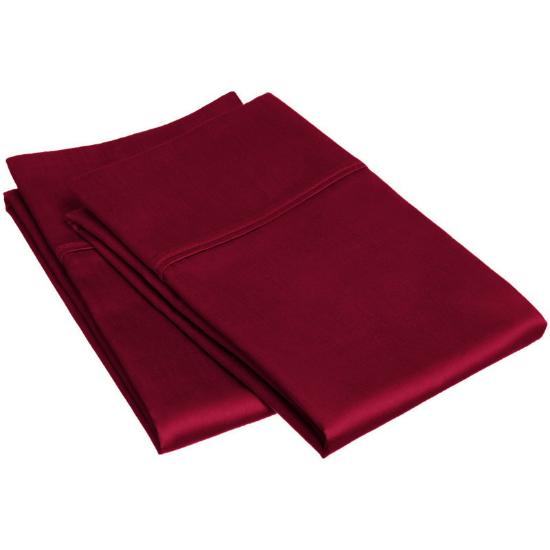 Cassius Egyptian-Quality Cotton 400 Thread Count Solid Luxury Pillowcase, Burgundy, King