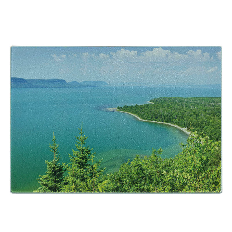 Planche à découper en verre trempé Ambesonne Lake Forest