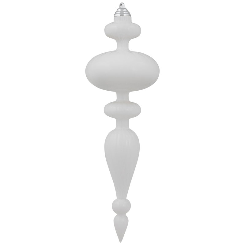 Commercial Size Shatterproof Finial Christmas Ornaments - 14" - Set Of 4, White